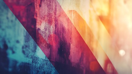 Wall Mural - a banner combining soft, blurred textures with sharp geometric overlays for a contrasting look