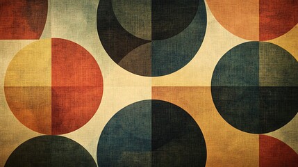 Wall Mural - a banner featuring repeating geometric patterns of interlocking circles and triangles in muted earth