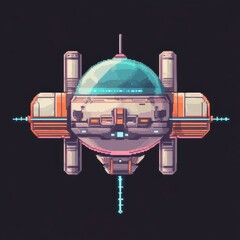 Wall Mural - pixel art spaceship design futuristic vehicle