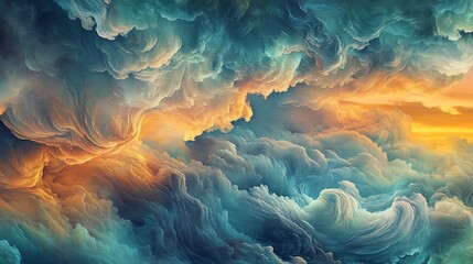 Wall Mural - a calming banner with swirling abstract clouds in pastel tones, evoking a serene sky at sunset