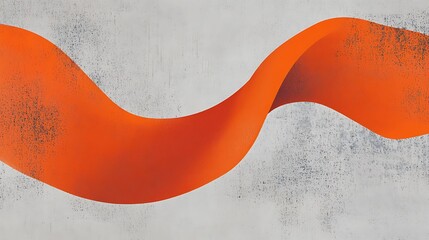 Wall Mural - a clean banner with a single abstract shape in bold orange, floating on a textured gray background