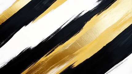 Wall Mural - a clean, modern abstract banner featuring bold diagonal stripes in black, white, and gold with subtl