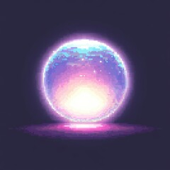 Wall Mural - glowing pixelated orb of light energy
