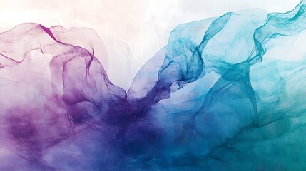 Wall Mural - a dreamy abstract banner with a soft gradient from teal to lavender, overlaid with flowing, semi-tra
