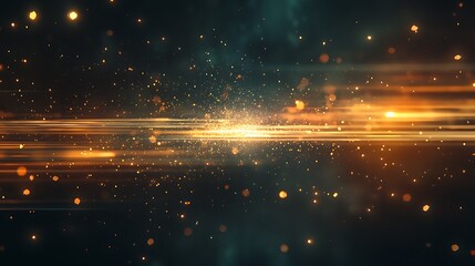 Wall Mural - a futuristic abstract design with holographic light trails and sparkles floating on a dark gradient 
