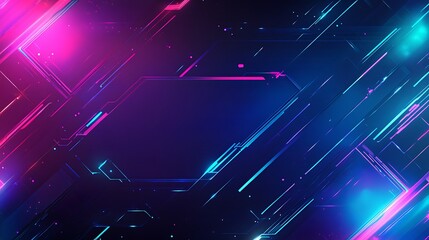 Wall Mural - a futuristic banner with neon gradients of cyan, magenta, and electric blue creating a glowing, cybe