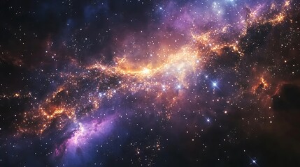 Wall Mural - a luminous, starry banner with clusters of tiny sparkling lights scattered across an infinite black 