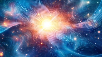 Wall Mural - a radiant abstract banner featuring a bright, glowing center surrounded by concentric ripples of lig