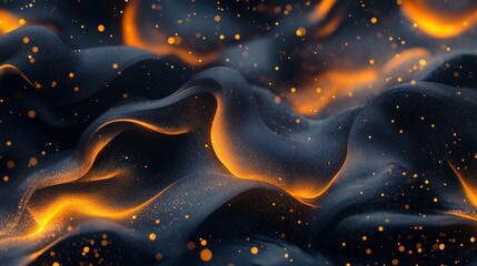Wall Mural - a background featuring wavy patterns in blue and orange hues, accompanied by a glitter effect, is de
