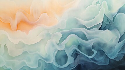 Wall Mural - an organic-inspired abstract design with free-flowing shapes in soft pastel tones resembling water r