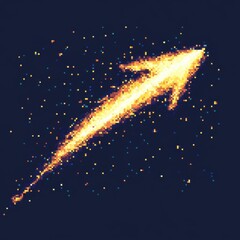 Wall Mural - pixelated fire arrow soaring through dark space