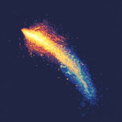 Wall Mural - pixelated fire trail across dark space background