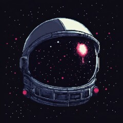 Wall Mural - astronaut helmet reflecting cosmic nebulae and stars