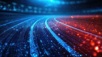 Abstract digital data streams, glowing lines, technology concept.