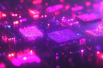 Abstract glowing circuit board, digital technology concept