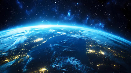 Wall Mural - earth at night with glowing city lights