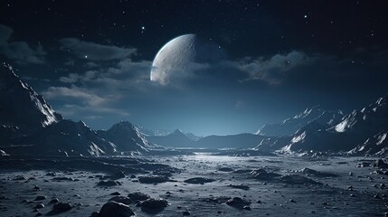 Wall Mural - moon surface environment in space