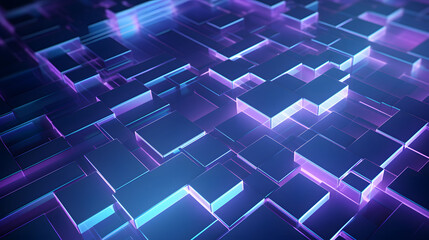 Wall Mural - 3d rendering of mind purple and blue abstract geometric background. scene for advertising, technolog