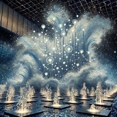 Wall Mural - Combines the dynamic energy of ocean spray with celestial like g