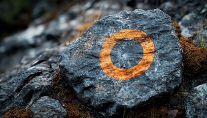 Poster - A rugged rock with a bold target painted on it, representing focus on operational goals and business milestones, professional tone, dynamic business theme