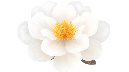 Poster - Playful 3D of a white daisy like flower with a bright golden core and symmetrically spread petals exuding a cheerful and vibrant vibe  The flower is isolated on a transparent background