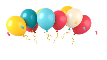 Aufkleber - Charming 3D colorful balloons with a mix of metallic and matte textures tied with curling ribbons ideal for a festive Transparent background cutout format