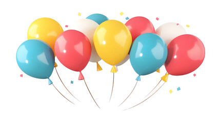 Aufkleber - Elegant 3D of a playful cluster of multicolored balloons  featuring a soft shine and slight translucency  arranged in an artful and vibrant design  isolated on a transparent background