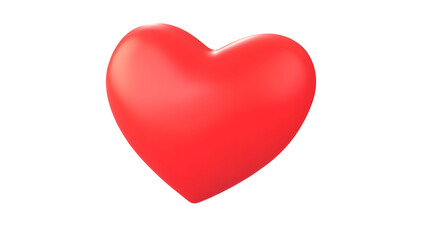 Fototapete - 3D cartoon of a glossy smooth and reflective red heart shape symbolizing love romance and passion isolated on a transparent background in a minimalist cutout style design