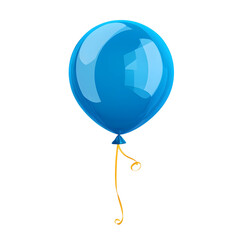 Aufkleber - Vibrant blue helium balloon with a subtle shine and a thin curled ribbon attached  creating an elegant 3D rendering that symbolizes joy  and festive occasions