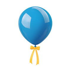 Poster - Charming blue 3D balloon with a slightly inflated highlights and a delicate ribbon tied to its base perfect for festive and Transparent background cutout format
