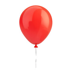Fototapete - Glossy vibrant red balloon floating gently and smoothly on a transparent background in a clean minimalist 3D cartoon The balloon has a reflective