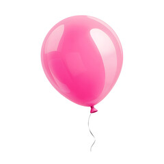 Fototapete - 3D cartoon of a shiny glossy pink balloon floating gently with a smooth reflective surface and soft highlights isolated on a transparent background in a cutout style