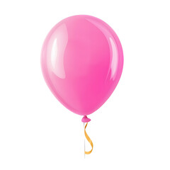 Aufkleber - Charming 3D pink balloon with a slightly inflated shading and a silky ribbon curling at the base perfect for party Transparent background cutout format