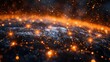 © Bejo Studio - Abstract cosmic galaxy background with fiery orange lights