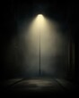 © xbzz - Dramatic Streetlight Illuminating Empty Alleyway in the Dark Night, Light Beam Casting Shadows