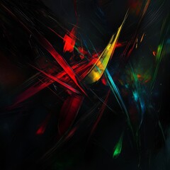 Fototapete - Abstract Expressionism: A Symphony of Colors and Motion on Black Canvas Creates Dynamic, Modern Art