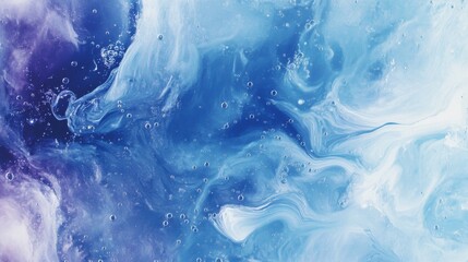 Wall Mural - a blue and purple swirl of water with many bubbles. the bubbles are scattered throughout the water, 
