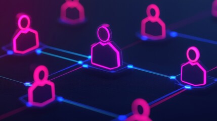 Organization chart infographics concept. Futuristic Isometric Business Structure Infographic with Geometric Network Patterns