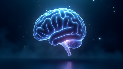 Glowing Artificial Brain AI Network Intelligence
