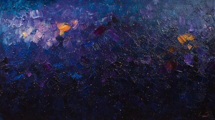 Wall Mural - A starry night sky painted with an array of colors, showcasing the Milky Way galaxy and distant stars. The background is dark blue with hints of purple