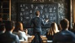 © Itsaree  - A business leader presenting a lightbulb and people icons on a chalkboard