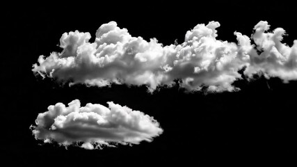 Wall Mural - white fluffy clouds isolated on black background