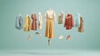 © ABC IMAGE - A creative ad for a new online clothing store, showcasing a mix of trendy outfits floating against a neutral background