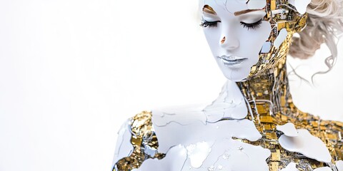 Wall Mural - bride in a white bridal gown with circuitry integrated