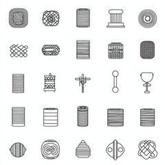 Aufkleber - Assorted Abstract Shapes: A Minimalist Collection of Geometrical and Ornamental Designs in Black and White 