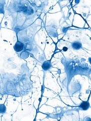 Wall Mural - a pattern of tie-dye designs in indigo and white. the design features soft edges with ink blots crea
