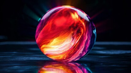 Wall Mural - Colorful sphere changing colors on a dark background