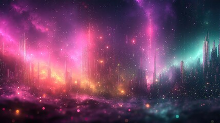 Wall Mural - pixelated glitch effect in purple, pink, and green creates a psychedelic, cyberpunk design reminisce