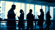 © Amir - Silhouettes of a Professional Team in a Modern Blue-Toned Office