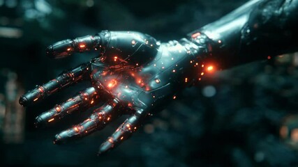 Wall Mural - robotic arm activating with glowing lights